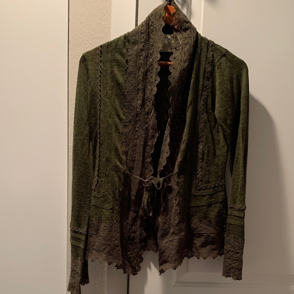 Anthropology Sparrow Olive Green Knit Cardigan NWOT